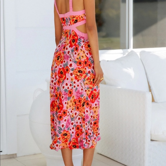 Hello Molly Dresses Cutely Preppy Midi Dress Pink Hello Molly